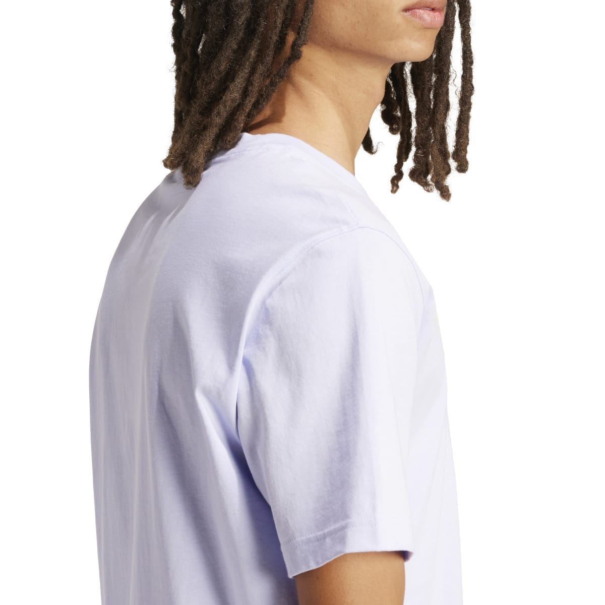Light violet adidas Originals trefoil essentials t-shirt side view, short sleeves, crew neck