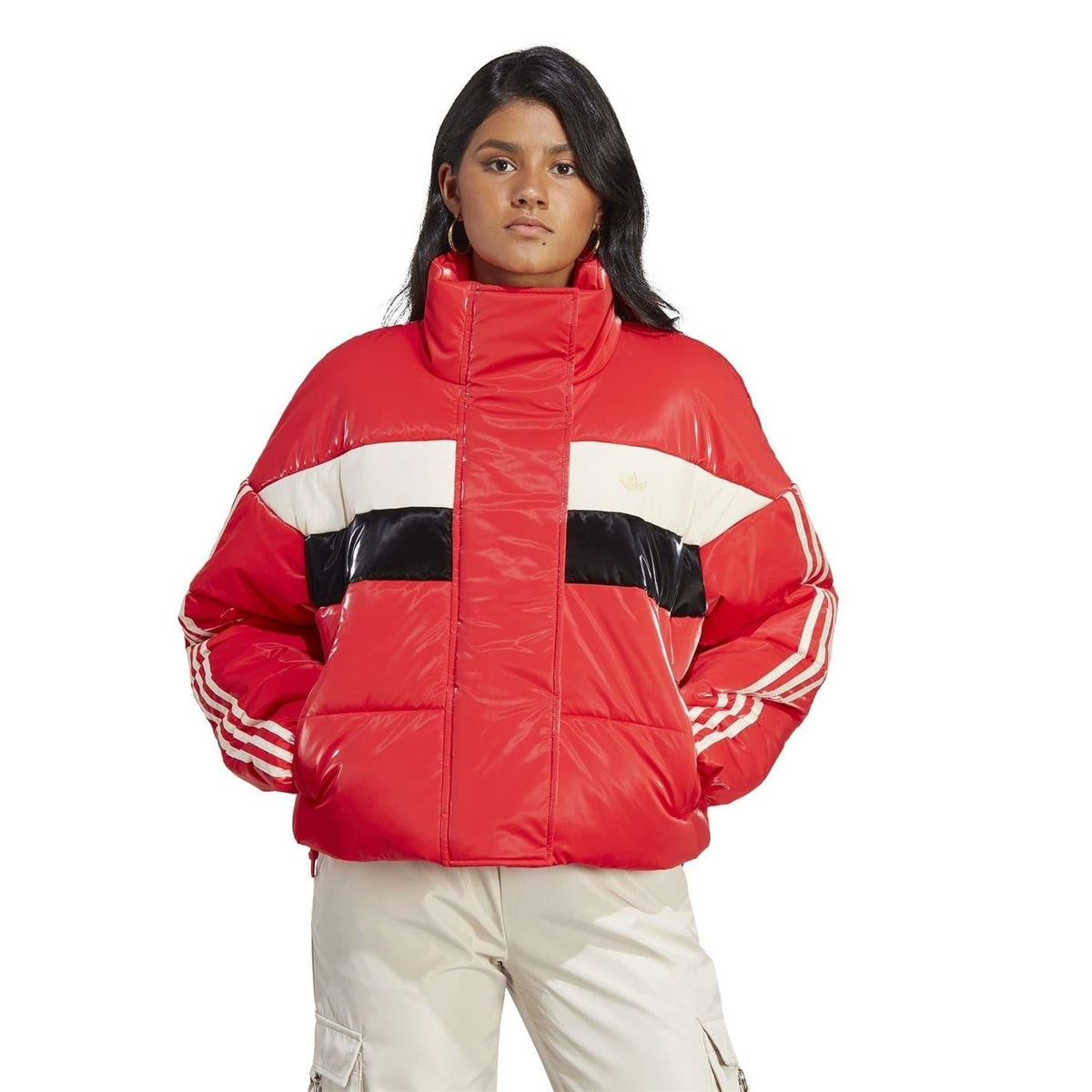 adidas Originals high neck bomber coat, stylish short jacket with a sleek design and zip closure, perfect for casual wear