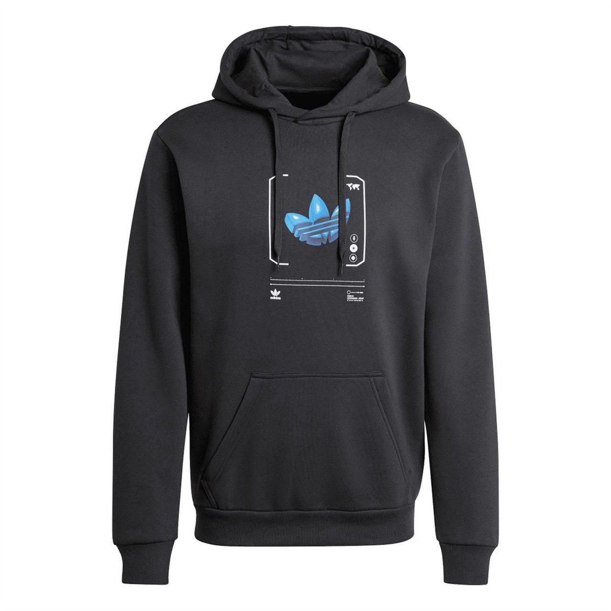 Black pullover adidas Originals hoodie with large front graphic print and hood