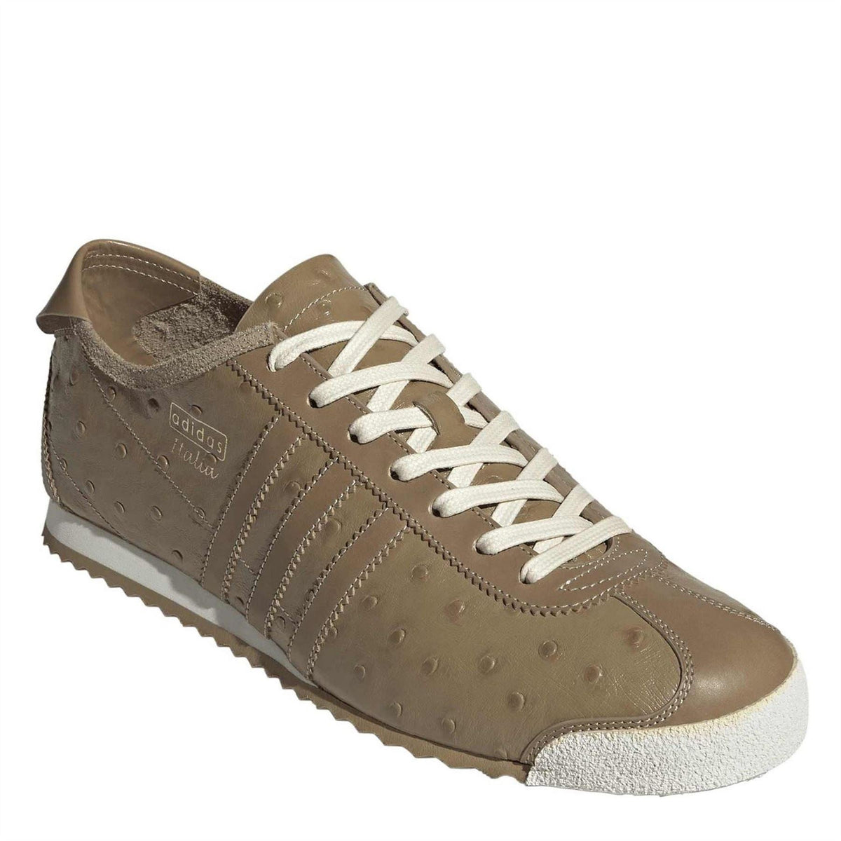 adidas Originals Italia 60s low-top sneakers, tan-brown canvas, white laces, textured perforations