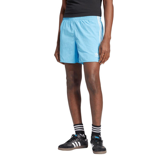 adidas Originals sprinter shorts in light blue with drawstring waist and side stripes