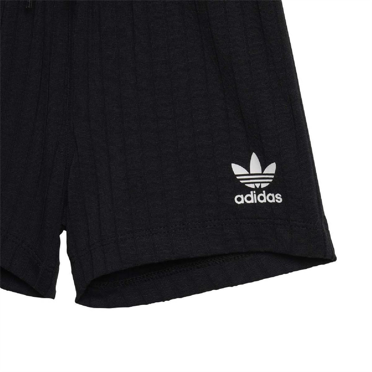 Infants black ribbed shorts with adidas logo patch
