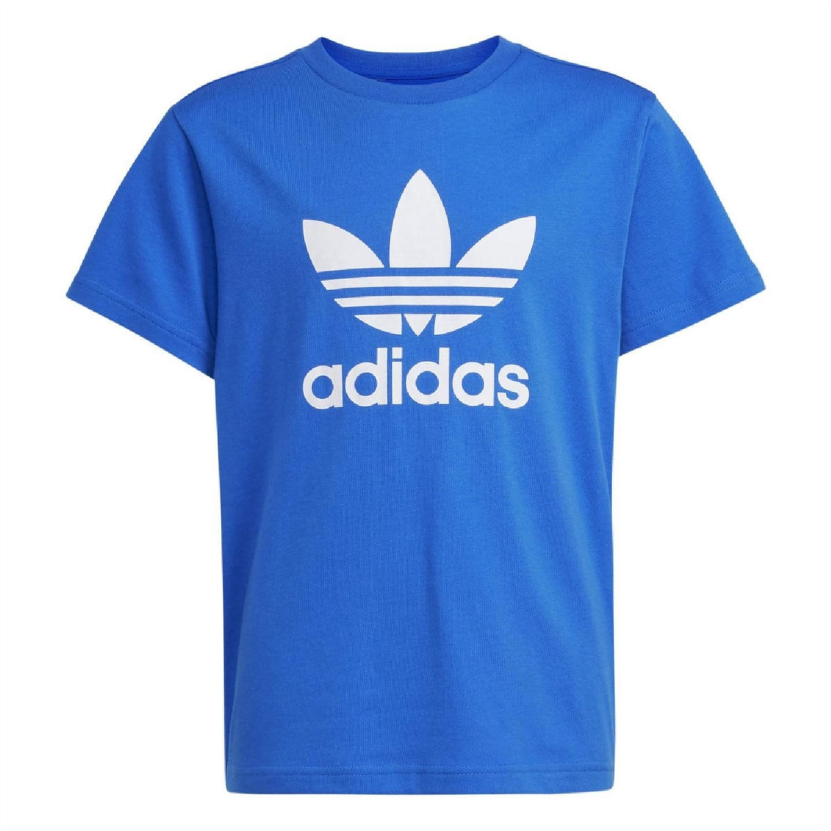 Black adidas Originals Trefoil short sleeve T-shirt with classic logo and crew neck, displayed on a plain background.