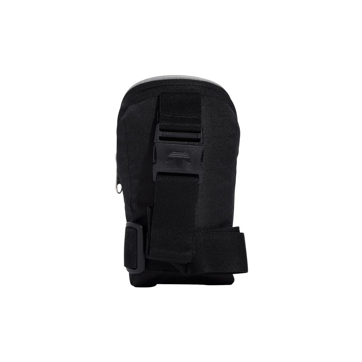 Black adidas small item bag back view with adjustable strap and loop.