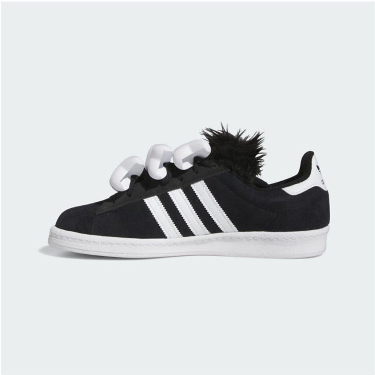 adidas Originals Bon Cmps 80 round toe trainers in black with white accents, showcasing classic sneaker design and durable rubber sole.
