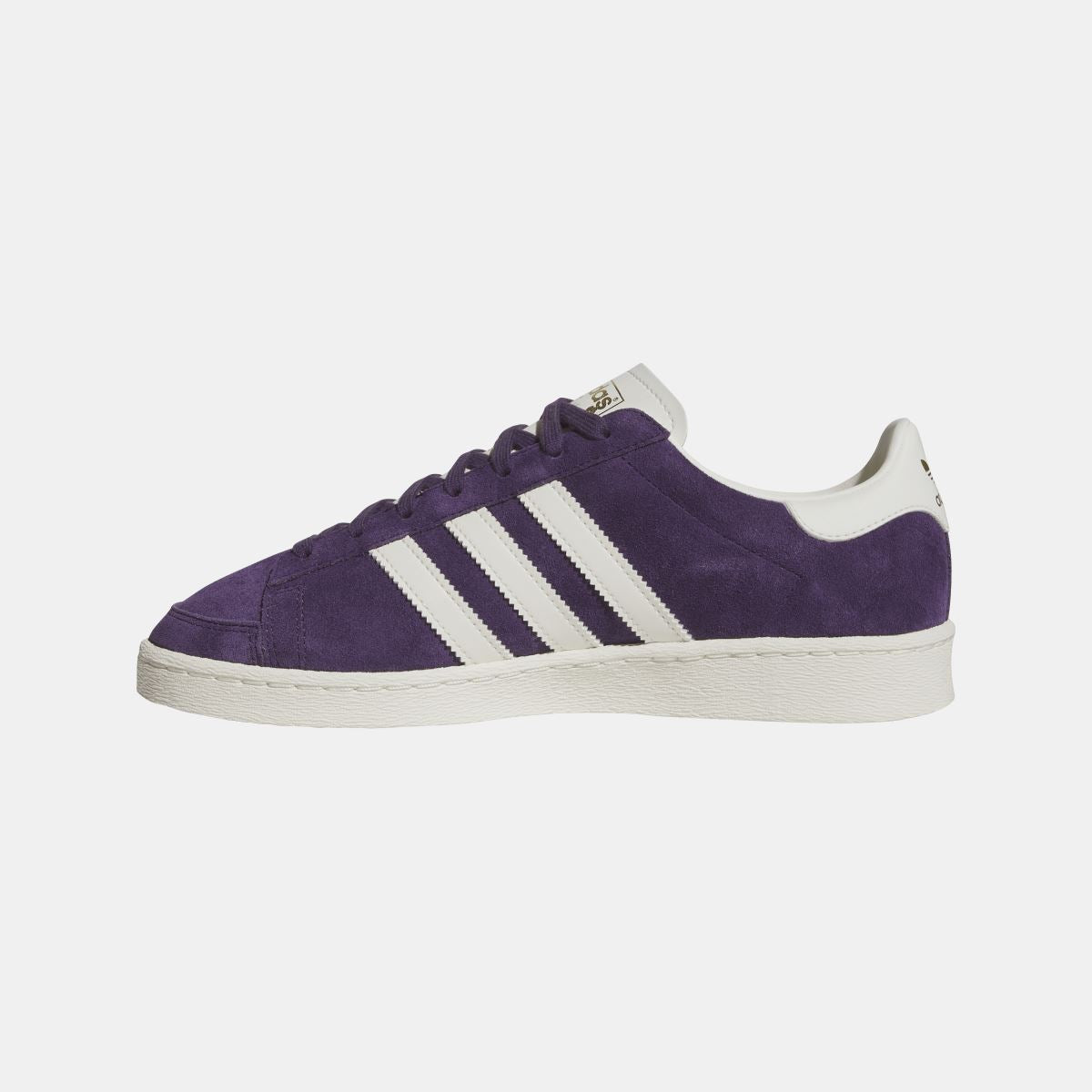 Purple adidas Originals Jabbar Lo low-top sneaker front three-quarter view with three stripes