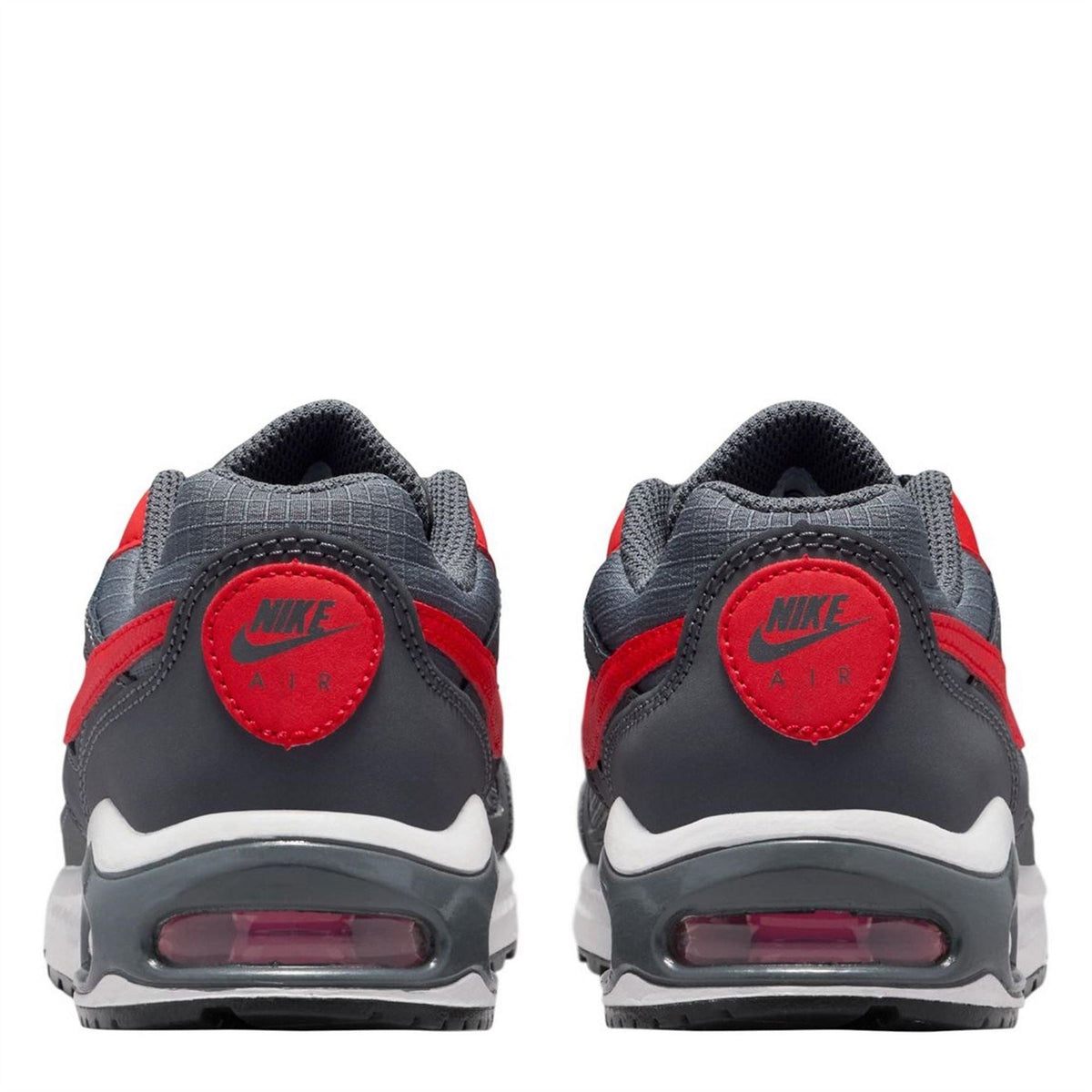 Nike Air Max Ivo trainers, rear view: dark grey with red heel and white sole
