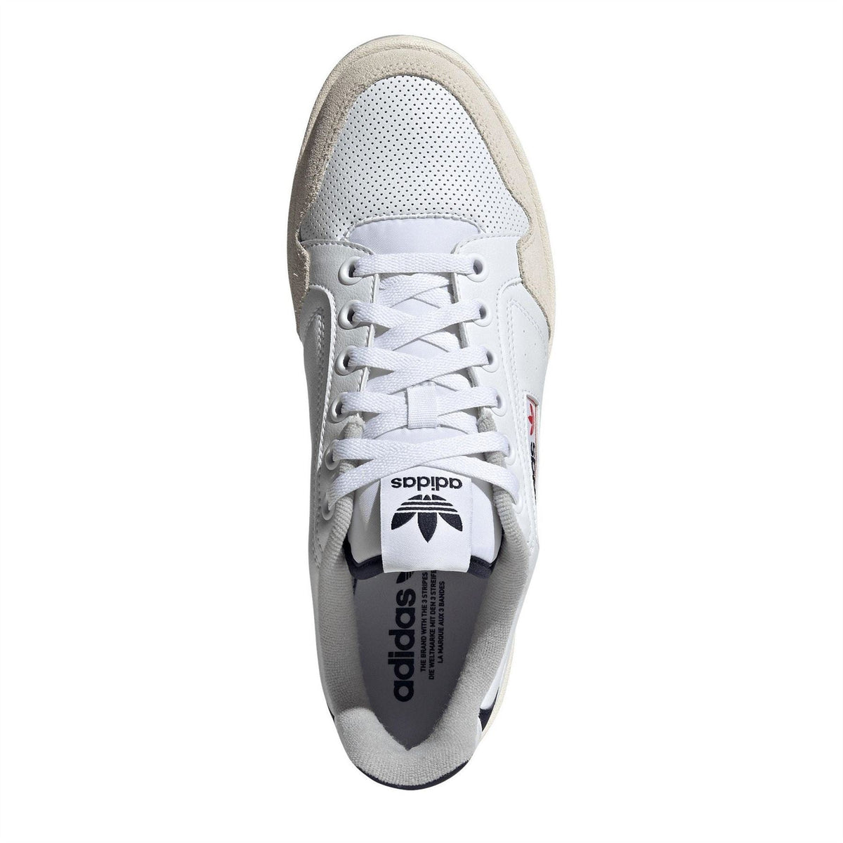 adidas Originals NY 90 low-top trainers with white and navy sneakers, featuring classic design and lace-up closure.