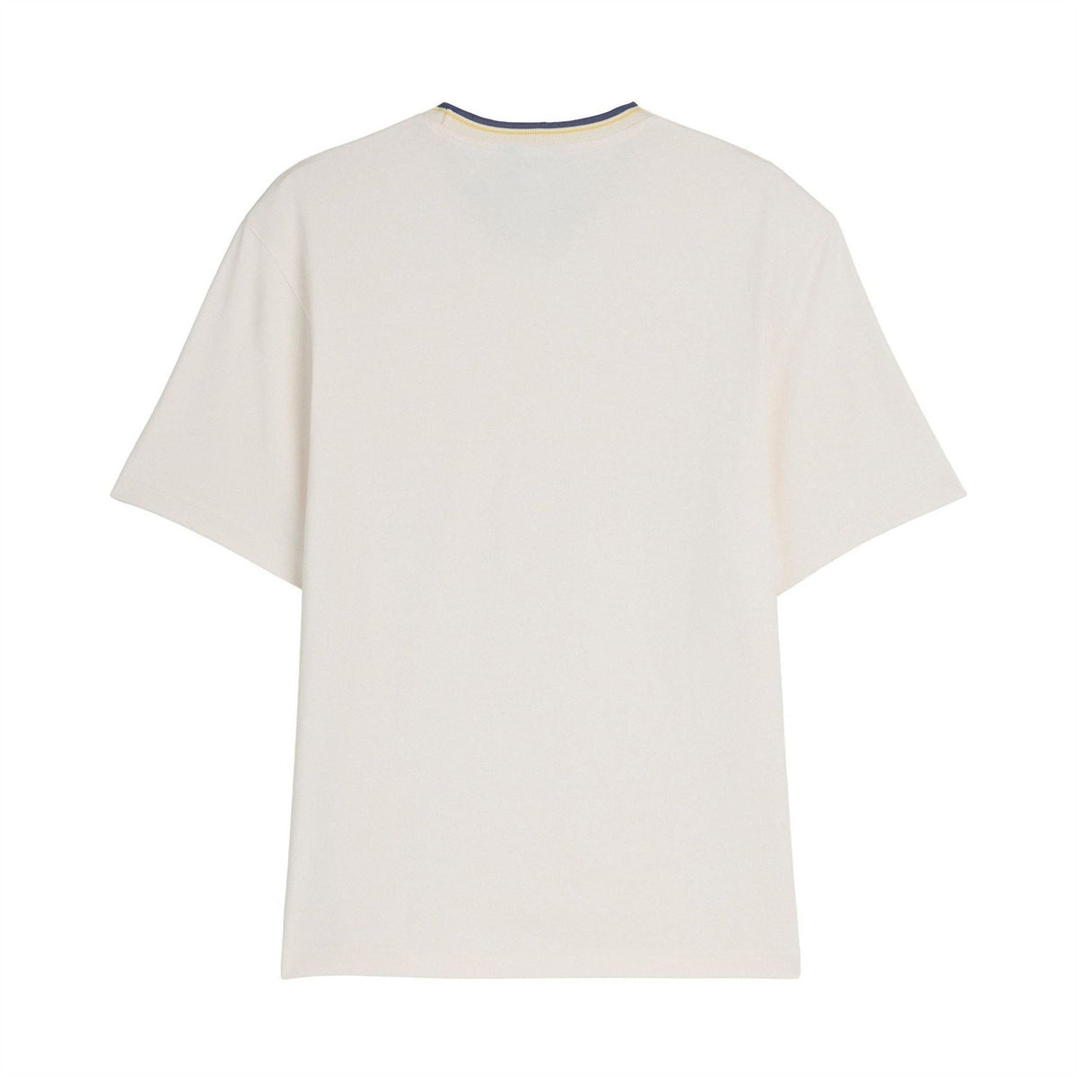 Men's chalk white crew-neck T-shirt with plain back and ribbed neck trim