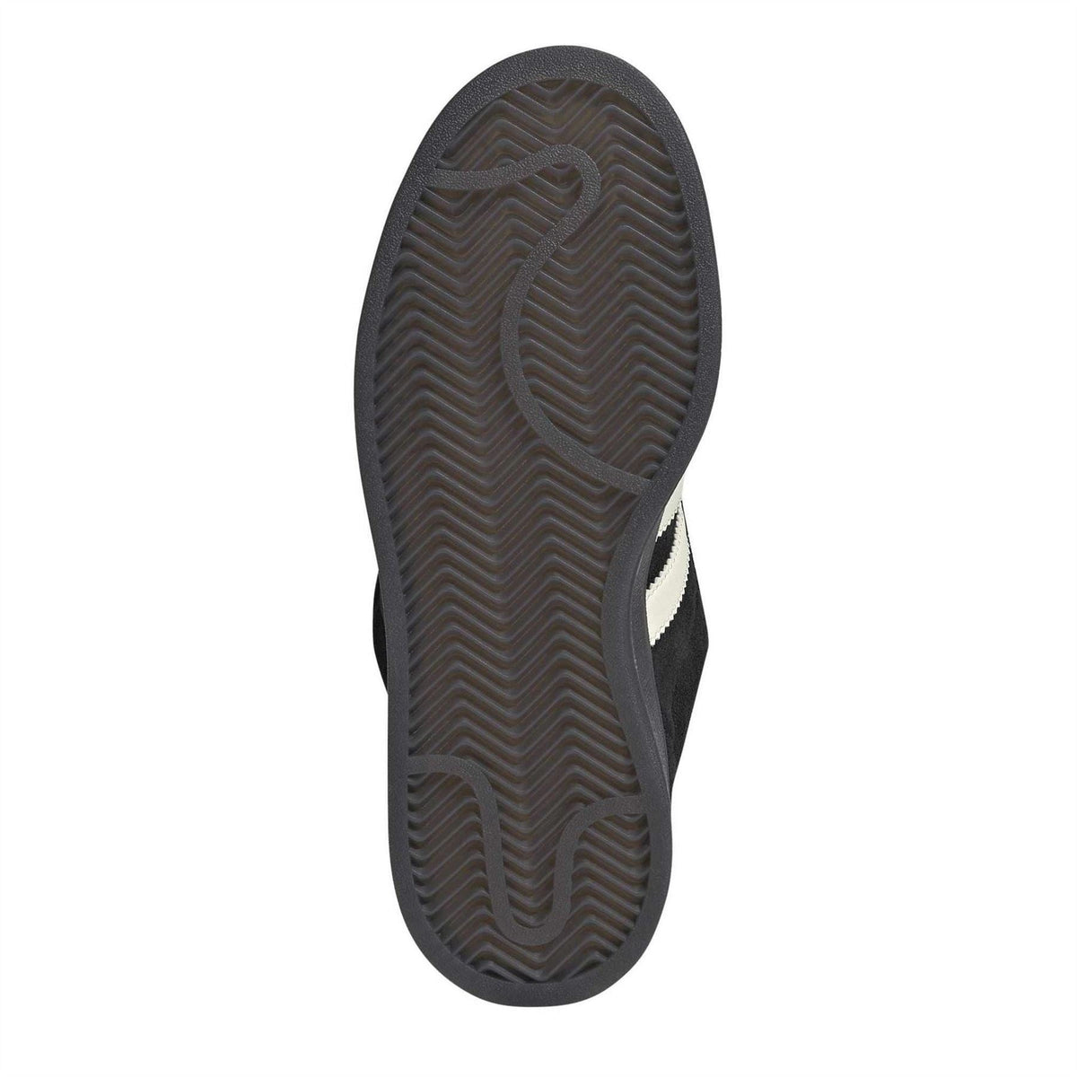 Black Adidas Originals sneaker outsole with zigzag traction tread