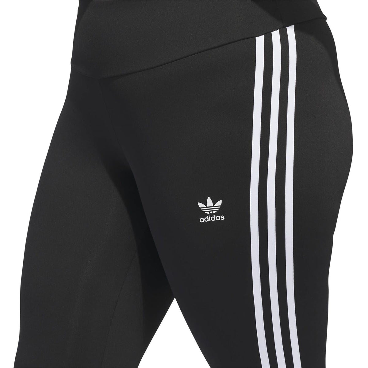 adidas Originals flared leggings for fitness and gymwear, shown in black with a high-waist design and sporty fit