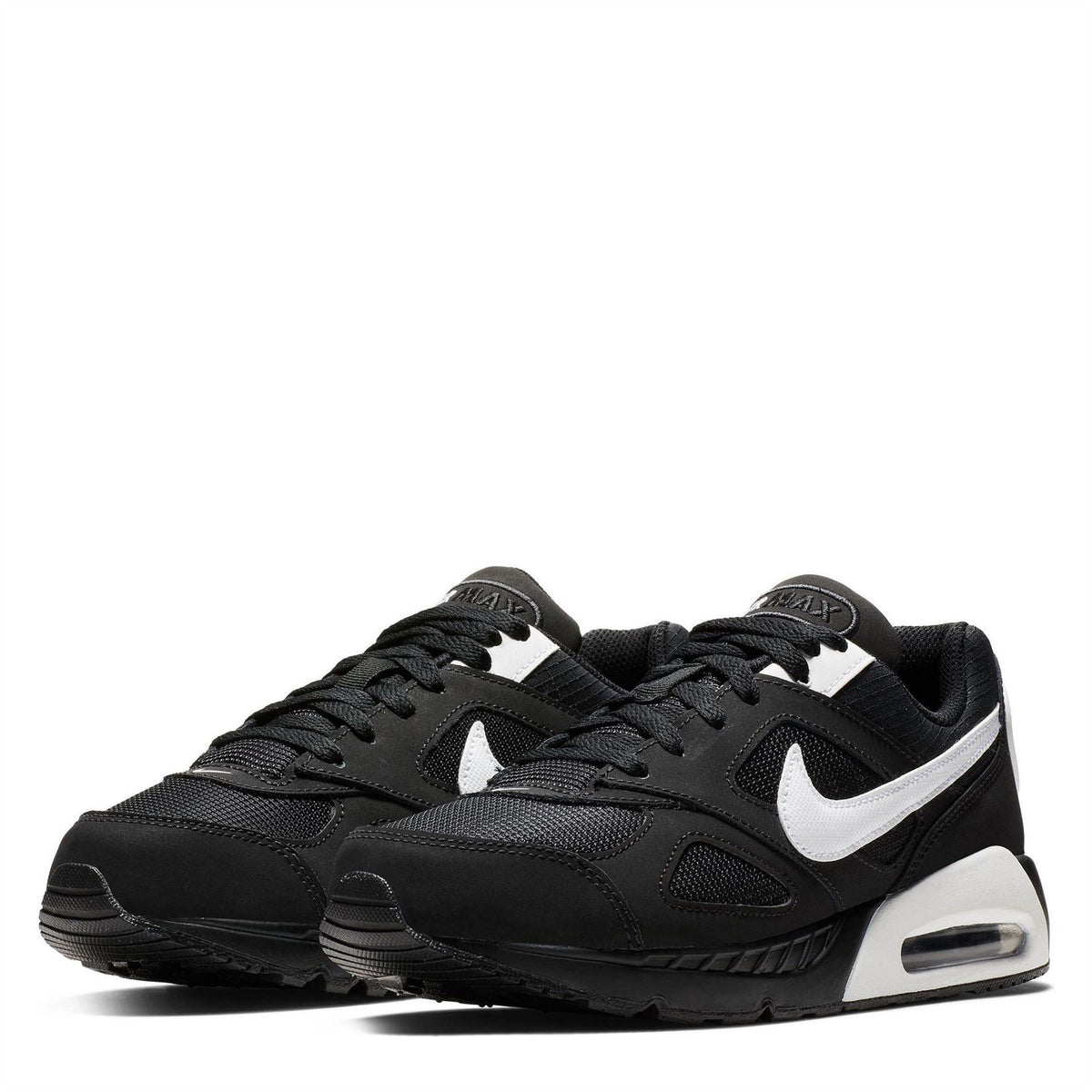 Kids Nike Air Max Ivo sneakers, black with white swooshes and cushioned air-sole window