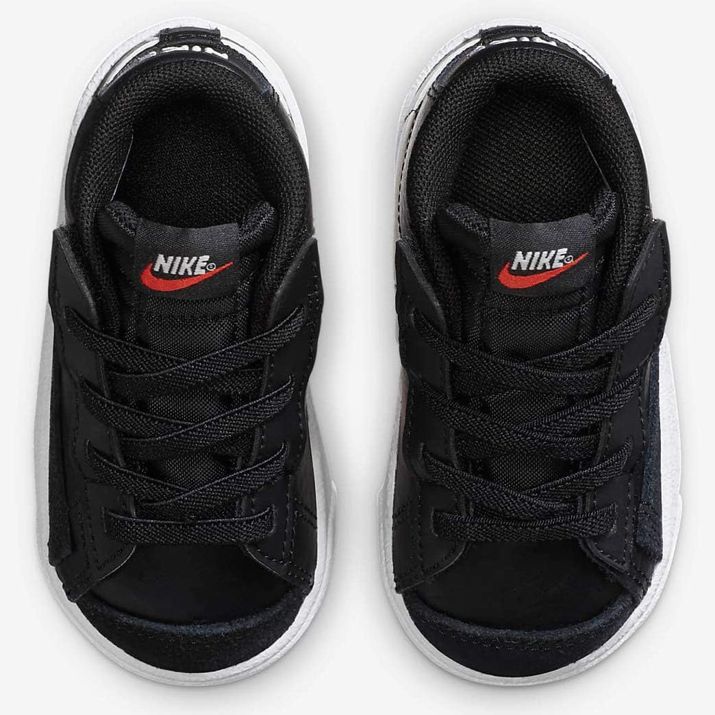 Toddler Nike Blazer Mid '77 sneakers, black lace-up upper with red NIKE badge