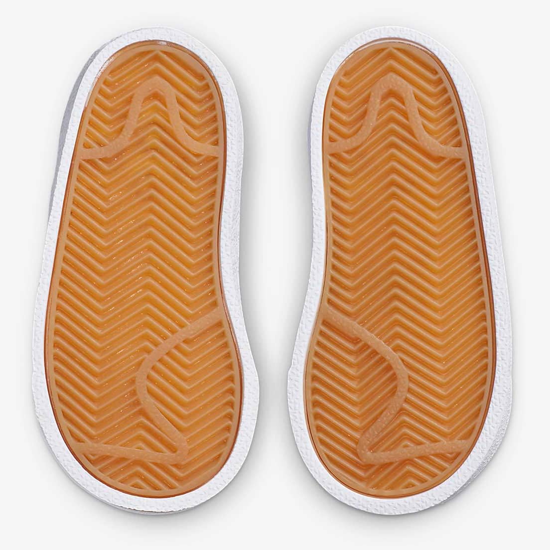 Toddler Nike Blazer Mid '77 sneakers, orange rubber outsole with zigzag tread