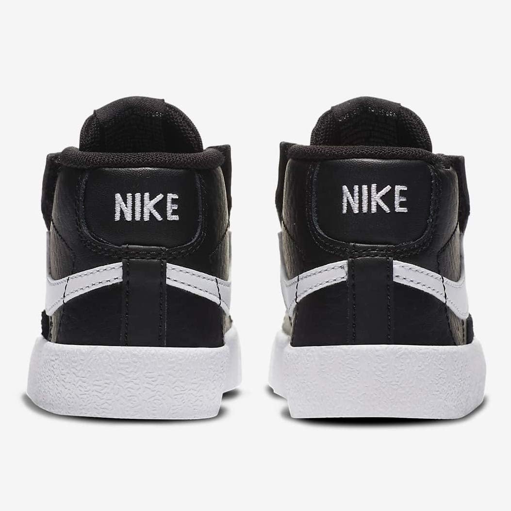 Toddler Nike Blazer Mid '77 sneakers, black heel with NIKE logo and white stripe
