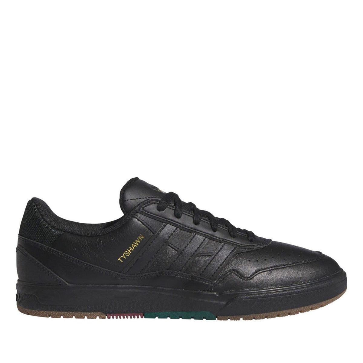 adidas Originals Tyshawn II black leather trainers with lace-up front and side stripes