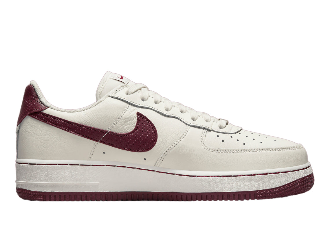 Sail leather low-top sneakers with dark beetroot Swoosh and maroon rubber outsole