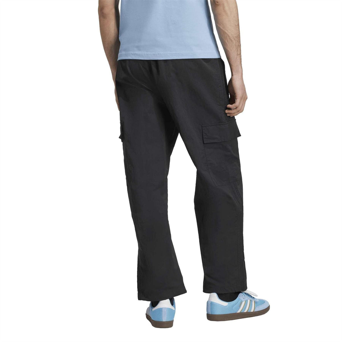 Adidas Originals black cargo pants with rear pocket detail and cuffed hem