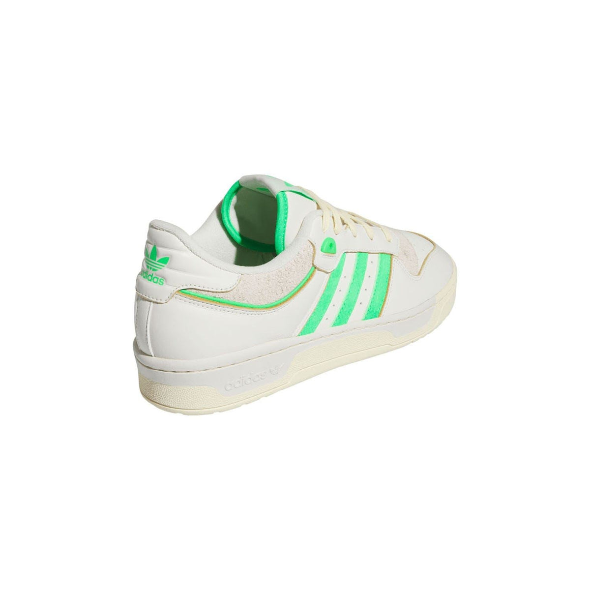 adidas Originals rivalry low-top trainers, heel and side in white with green trim