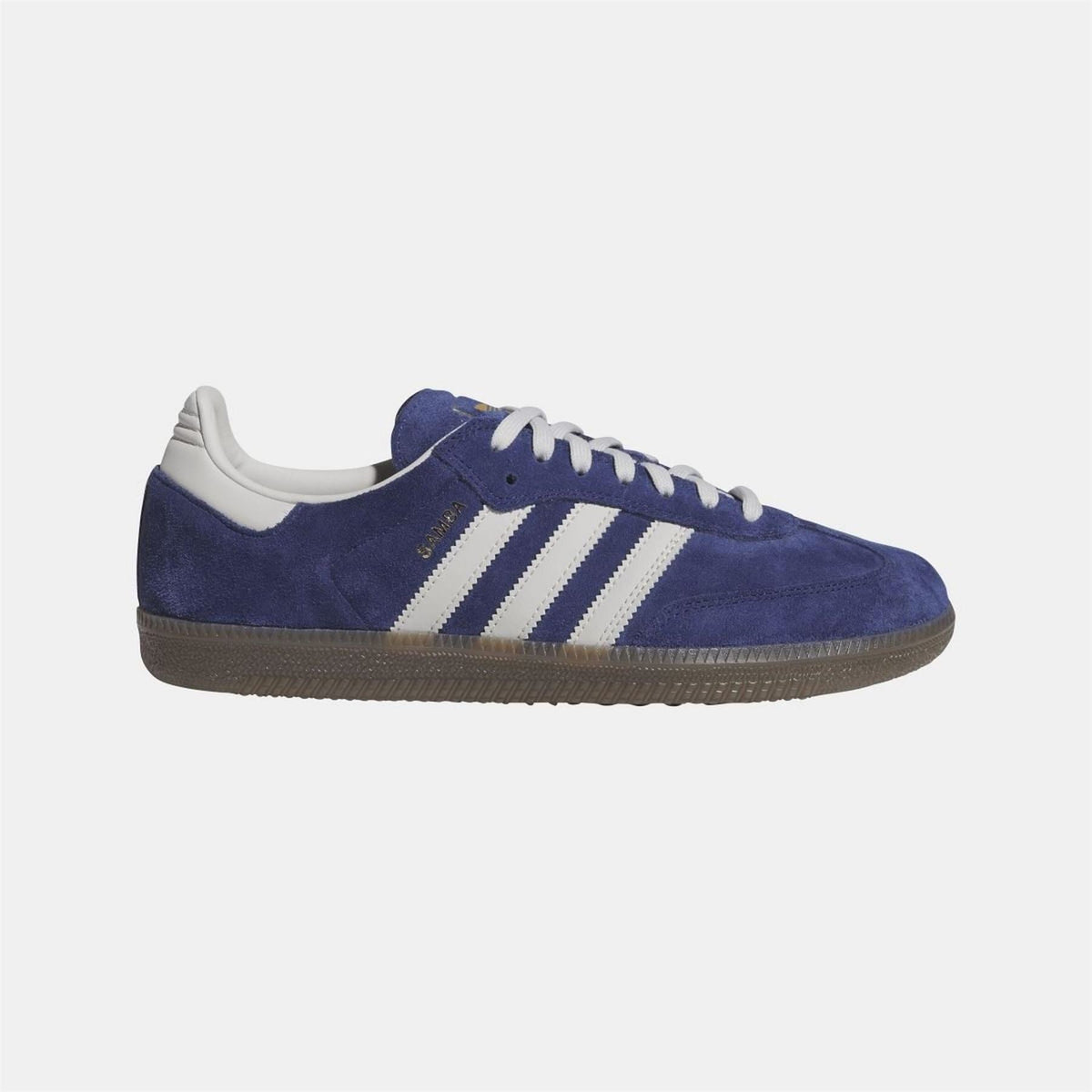 adidas Originals ADV shoes in dark blue suede with three white stripes and gum sole
