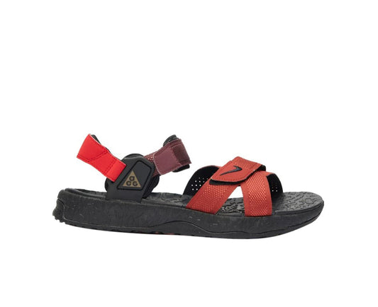 Nike ACG men's air-cushioned sandals with red and black hook-and-loop straps