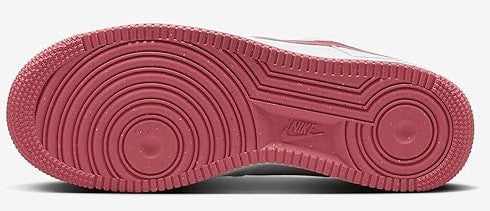 Nike Air Force 1 outsole, maroon tread with Nike logo and circular traction patterns.
