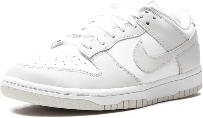 Women's Nike Dunk Low sneakers, white leather with side swoosh and perforated toe