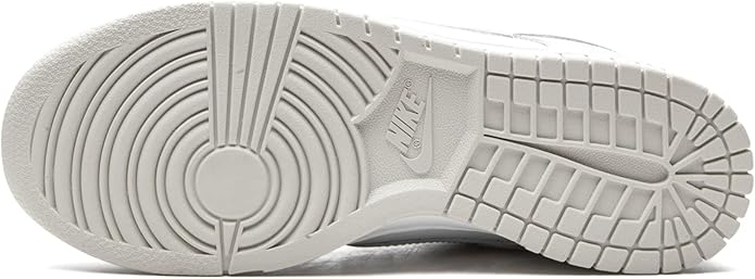 Women's Nike Dunk Low sneaker outsole, gray tread pattern on white rubber sole