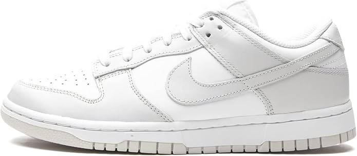 Women's Nike Dunk Low low-top sneakers, white leather with Nike swoosh and lace-up