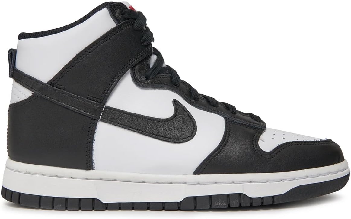 Nike Dunk High high-top sneakers, white and black leather with lace-up closure