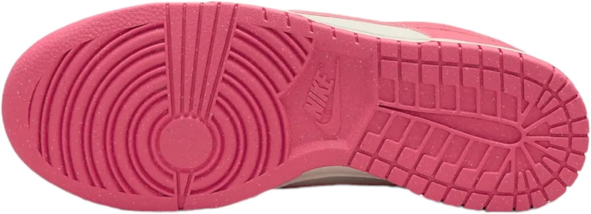 Pink rubber outsole for Nike Dunk sneakers with traction pattern and Nike mark.