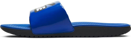 Kids' Nike Kawa Slide sandals in royal blue with black tread outsole