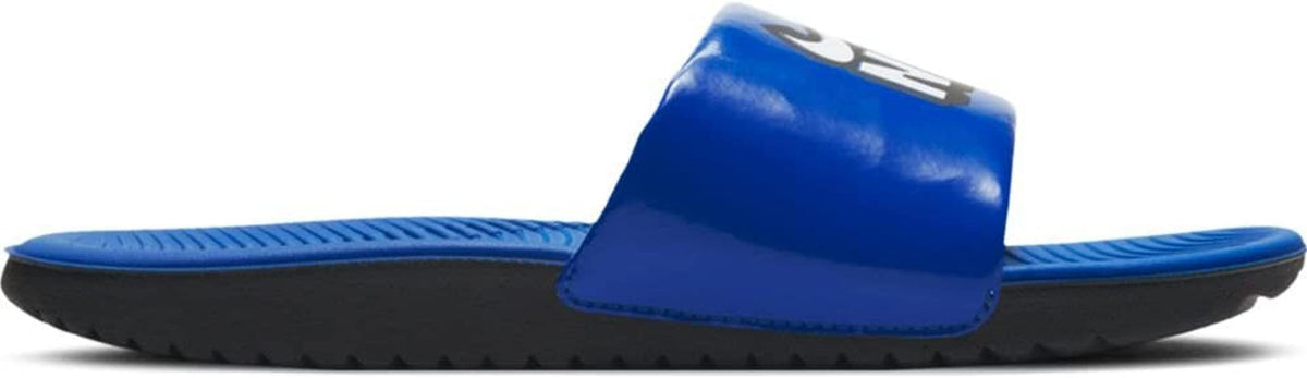 Kids' Nike Kawa Slide sandals with open strap and black tread sole