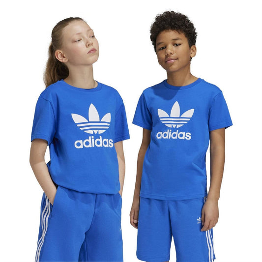 Adidas Originals Trefoil short sleeve T-shirt in white with black logo, casual fit, classic cotton fabric.