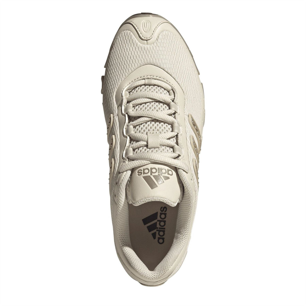 Women's light cream adidas Originals Megaride sneaker, lace-up with adidas logo on tongue