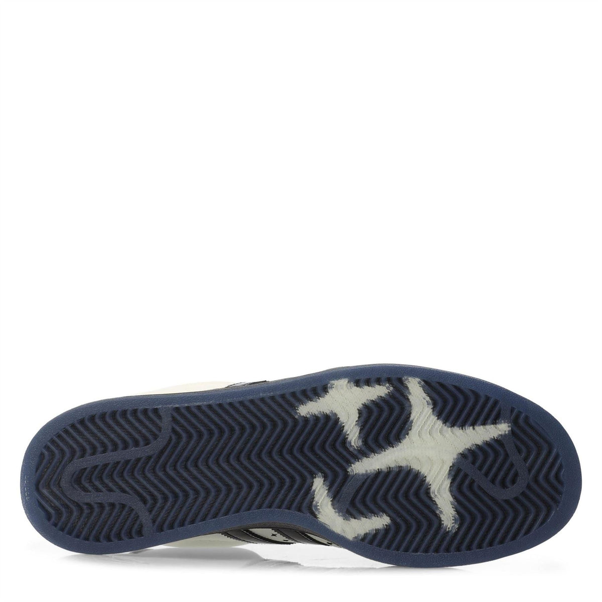 Rubber outsole of adidas low-top sneakers with textured zigzag traction