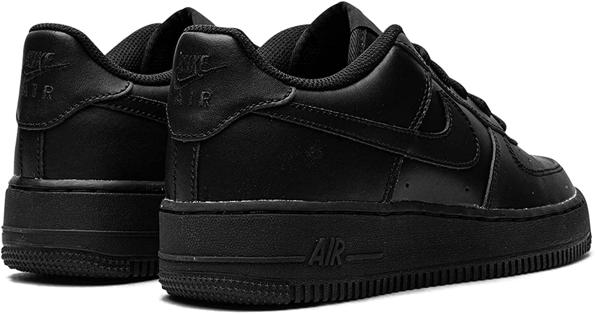 Black lace-up sneaker with Nike swoosh and rear Air logo on heel