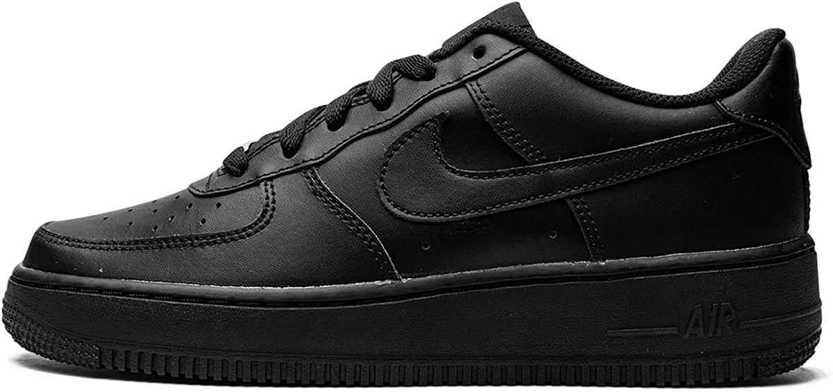 Black leather lace-up sneaker with Nike swoosh and perforated toe