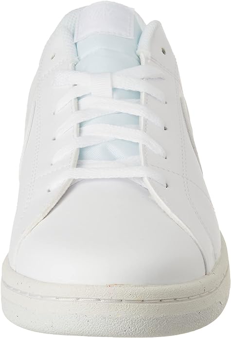 White low-top sneaker front view with lace-up closure and small eyelets