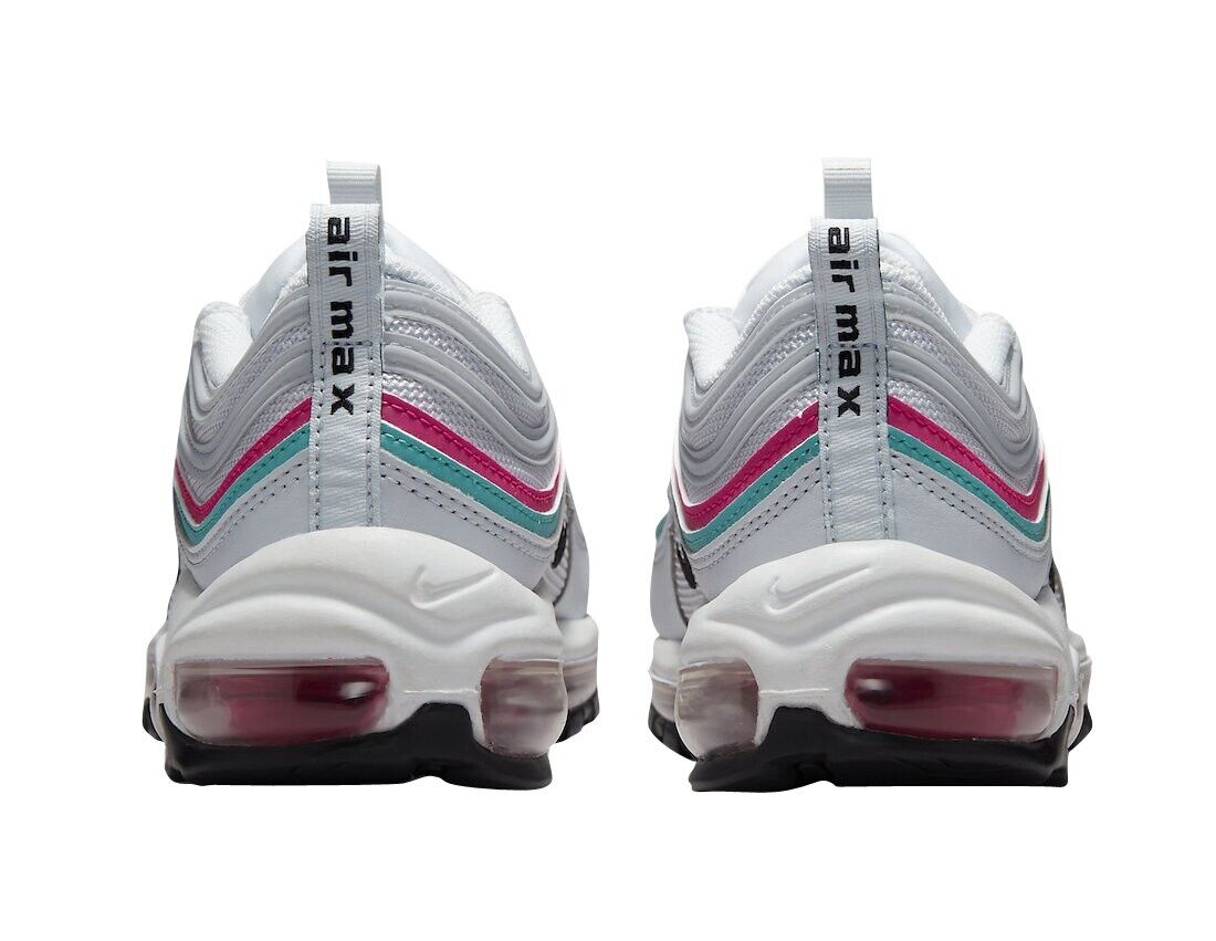 Women's Nike Air Max 97 sneakers, heel view with "air max" text and red-tinted window