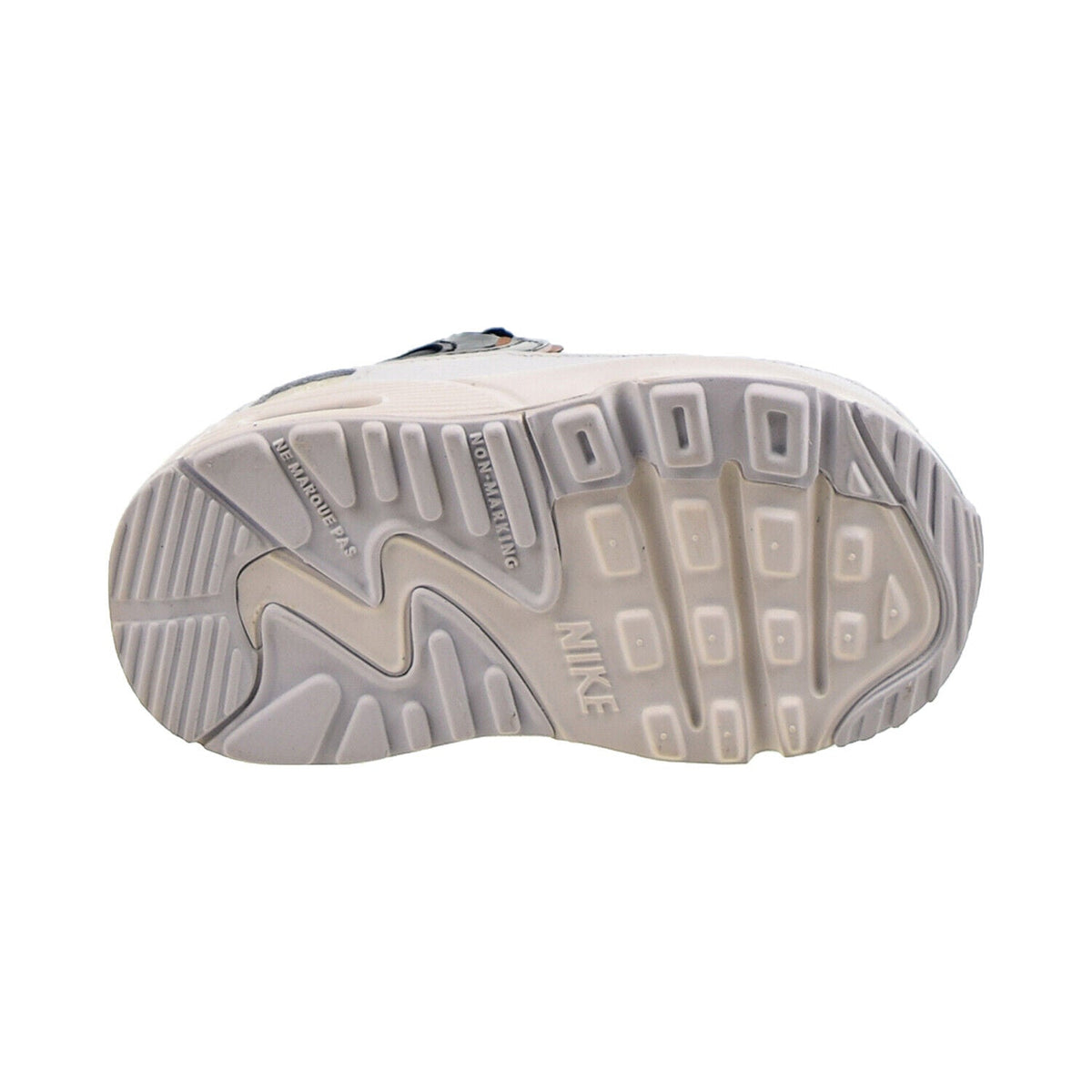Toddler sneaker outsole, light gray tread with Nike branding