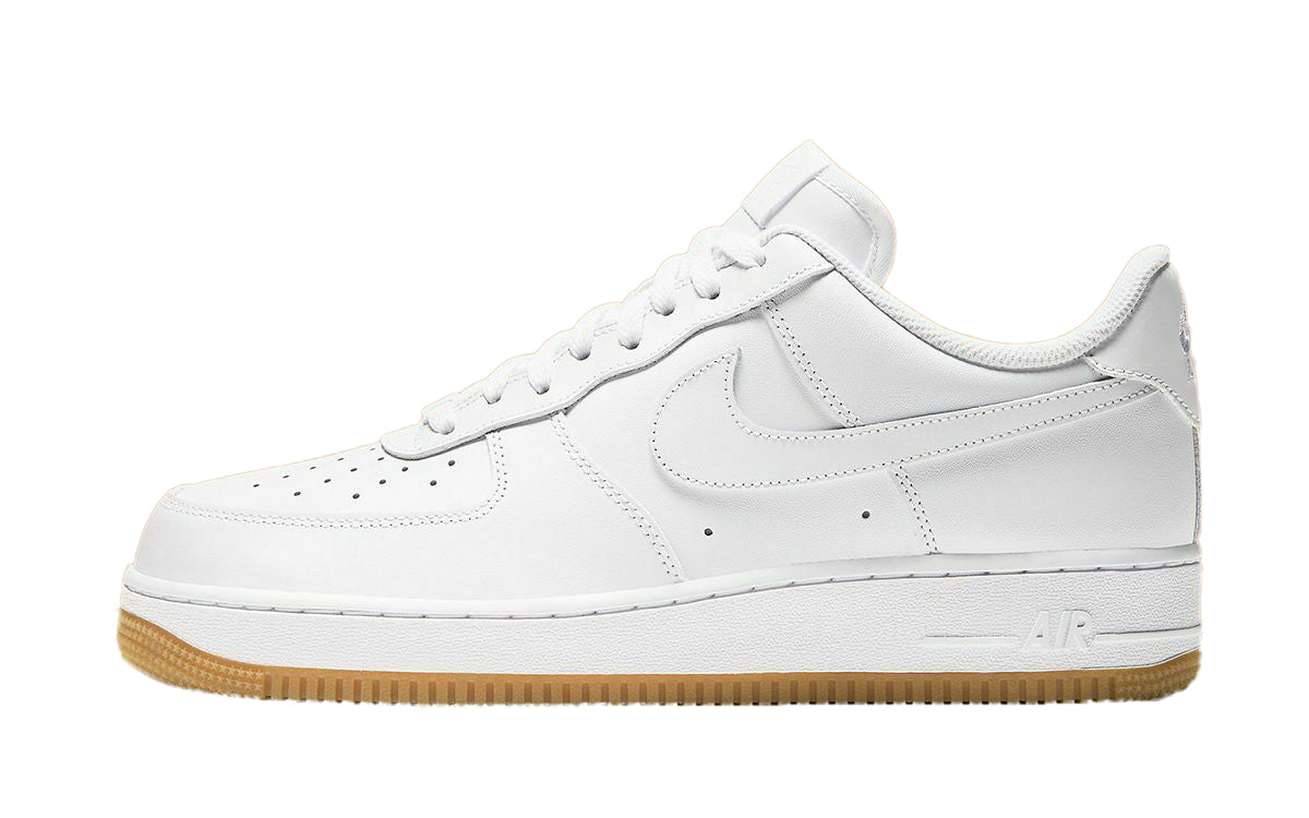 Men's Nike Air Force 1 low-top sneakers, white leather upper with gum rubber sole