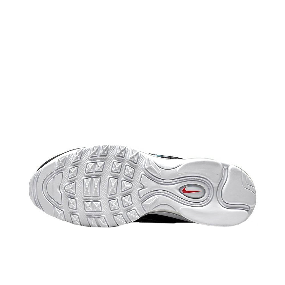 Nike Air Max 97 outsole, white rubber tread with small Swoosh logo.