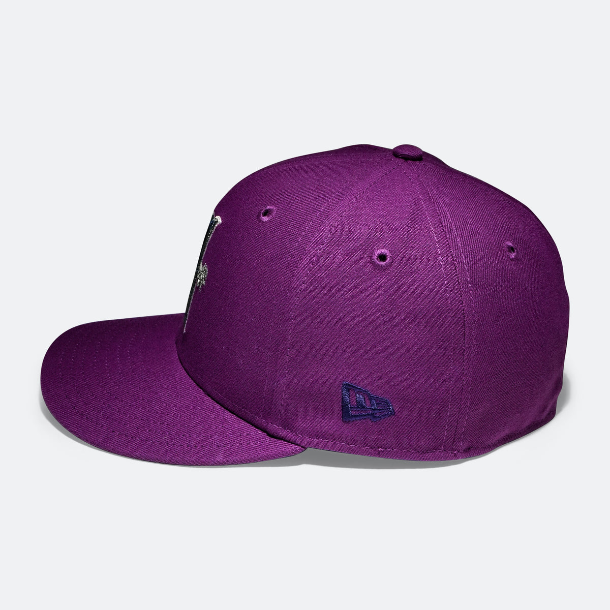 Purple baseball cap with New Era flag embroidery on the side