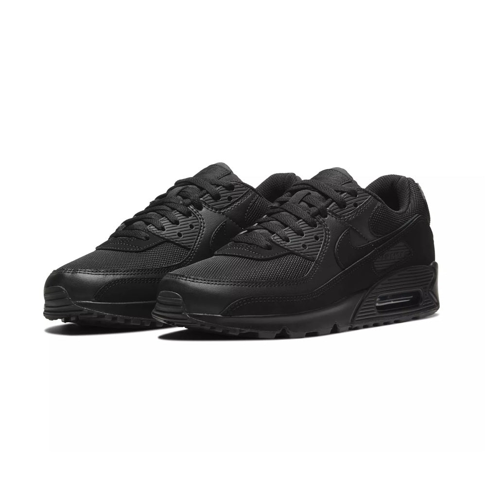 Men's Nike Air Max 90 sneakers, black, lace-up with cushioned sole