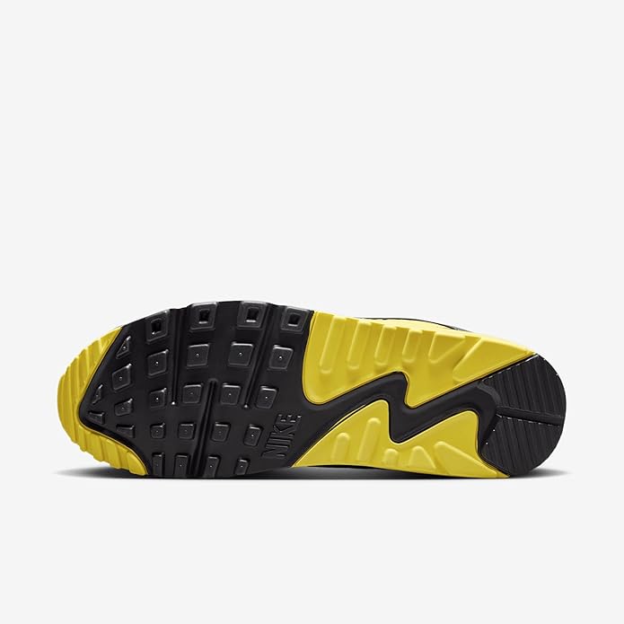 Nike Air Max 90 rubber outsole, black tread with yellow sidewall