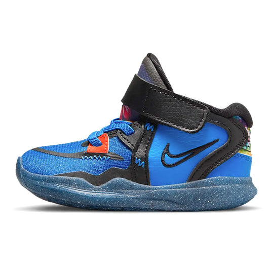 Kids Nike high-top sneakers, blue with black straps and blue laces