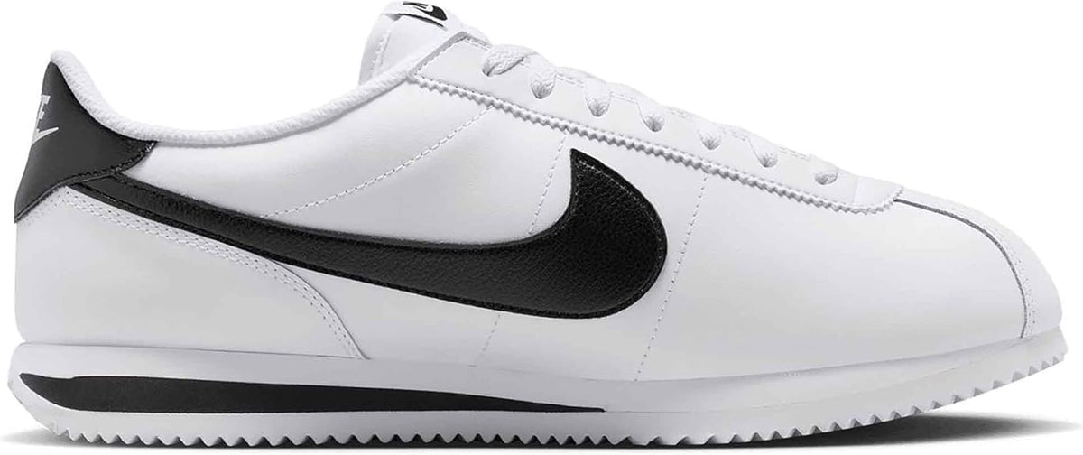 Men's Nike low-top sneakers, white with black swoosh and lace-up design
