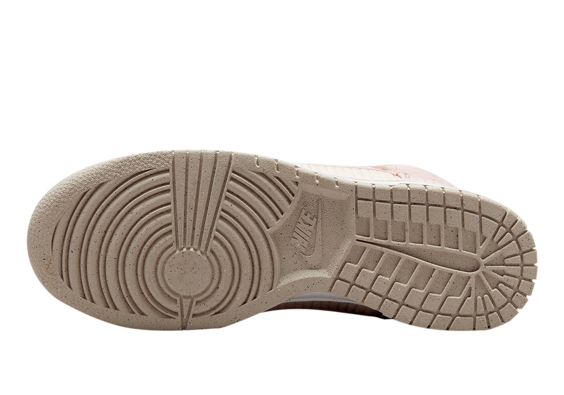 High-top sneaker outsole with textured rubber tread in light tan