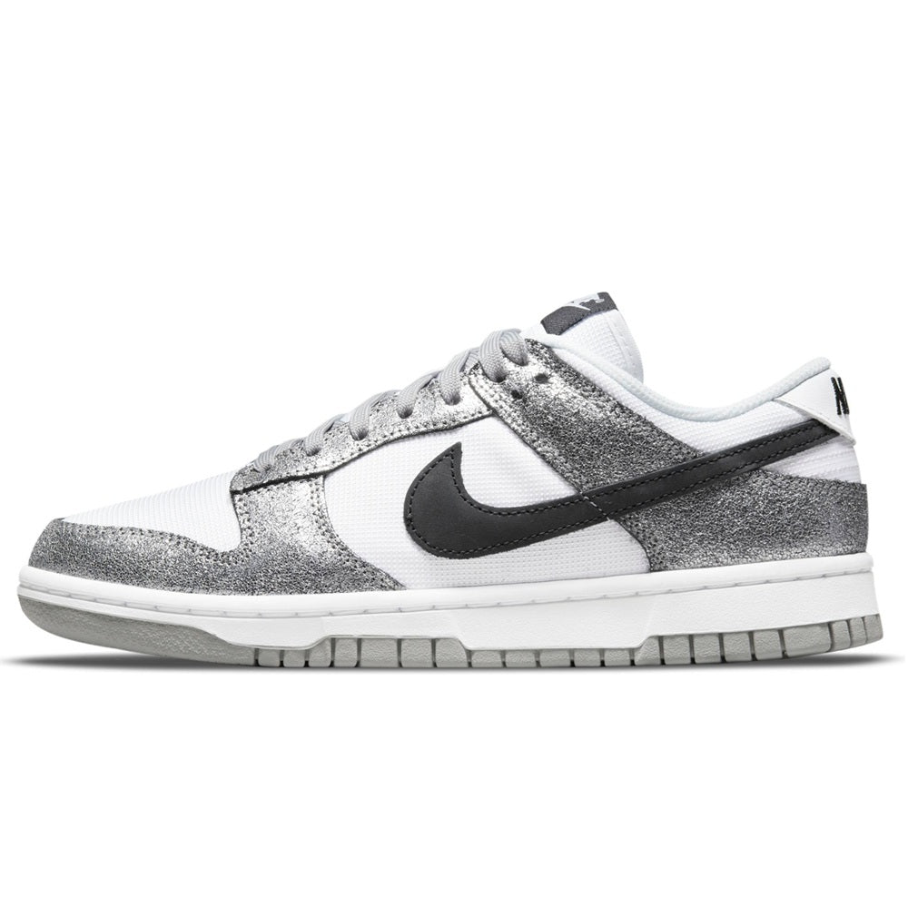 Nike Dunk Low low-top in metallic silver with black swoosh